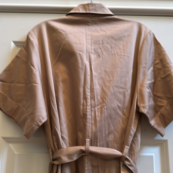 & Other Stories Workwear Boilersuit Tie Waist Straight Leg Jumpsuit Beige Sz4 - Picture 10 of 11